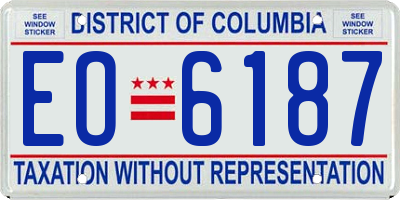 DC license plate EO6187