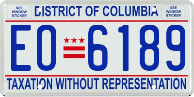 DC license plate EO6189