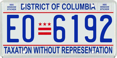 DC license plate EO6192