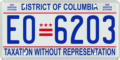 DC license plate EO6203