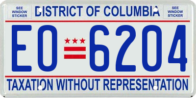 DC license plate EO6204