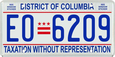 DC license plate EO6209