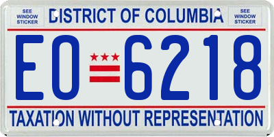 DC license plate EO6218