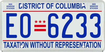 DC license plate EO6233