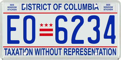 DC license plate EO6234
