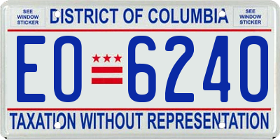 DC license plate EO6240