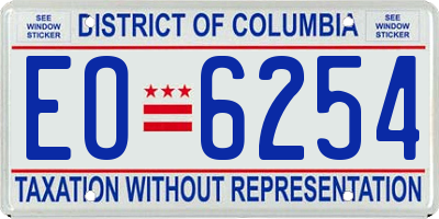 DC license plate EO6254