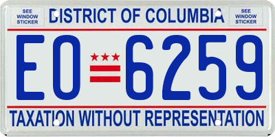 DC license plate EO6259