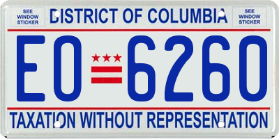 DC license plate EO6260