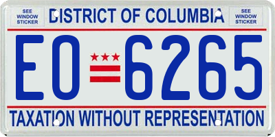 DC license plate EO6265