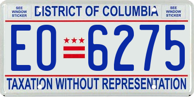 DC license plate EO6275