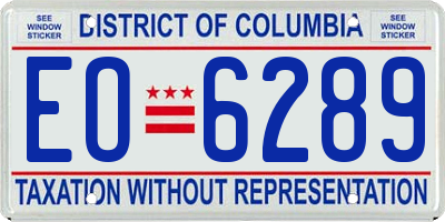 DC license plate EO6289