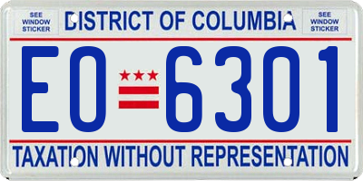 DC license plate EO6301