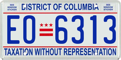 DC license plate EO6313