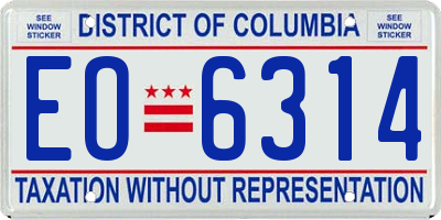 DC license plate EO6314