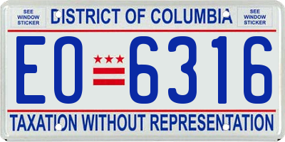 DC license plate EO6316