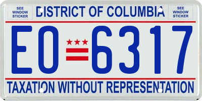DC license plate EO6317