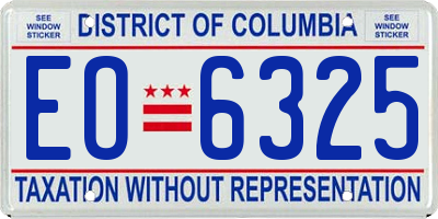 DC license plate EO6325