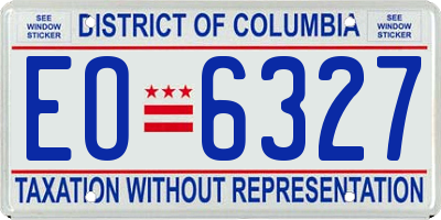 DC license plate EO6327