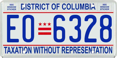 DC license plate EO6328