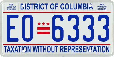 DC license plate EO6333