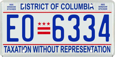 DC license plate EO6334