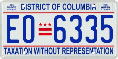 DC license plate EO6335