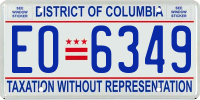 DC license plate EO6349