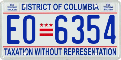 DC license plate EO6354