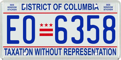 DC license plate EO6358