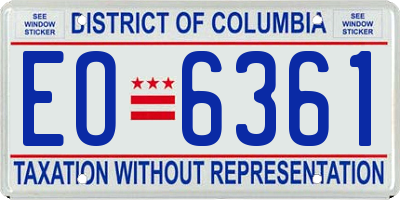 DC license plate EO6361