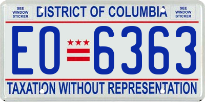 DC license plate EO6363