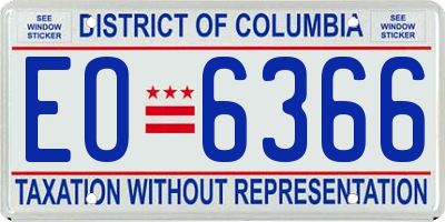 DC license plate EO6366