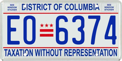 DC license plate EO6374