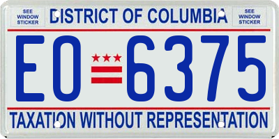 DC license plate EO6375