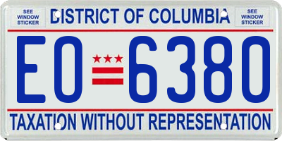 DC license plate EO6380