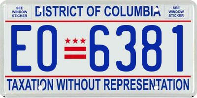 DC license plate EO6381