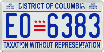 DC license plate EO6383