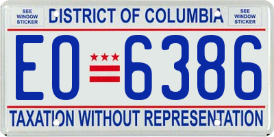 DC license plate EO6386