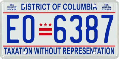 DC license plate EO6387