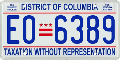 DC license plate EO6389