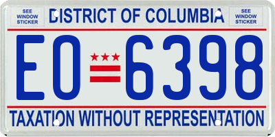 DC license plate EO6398