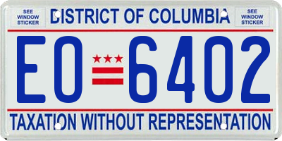 DC license plate EO6402