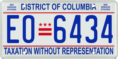 DC license plate EO6434