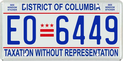 DC license plate EO6449