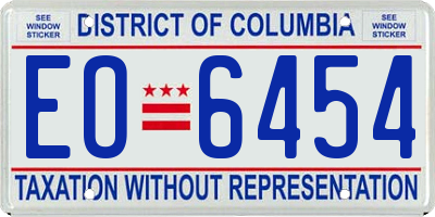 DC license plate EO6454