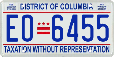 DC license plate EO6455