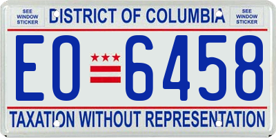 DC license plate EO6458