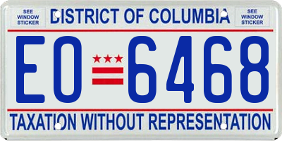 DC license plate EO6468