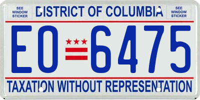 DC license plate EO6475